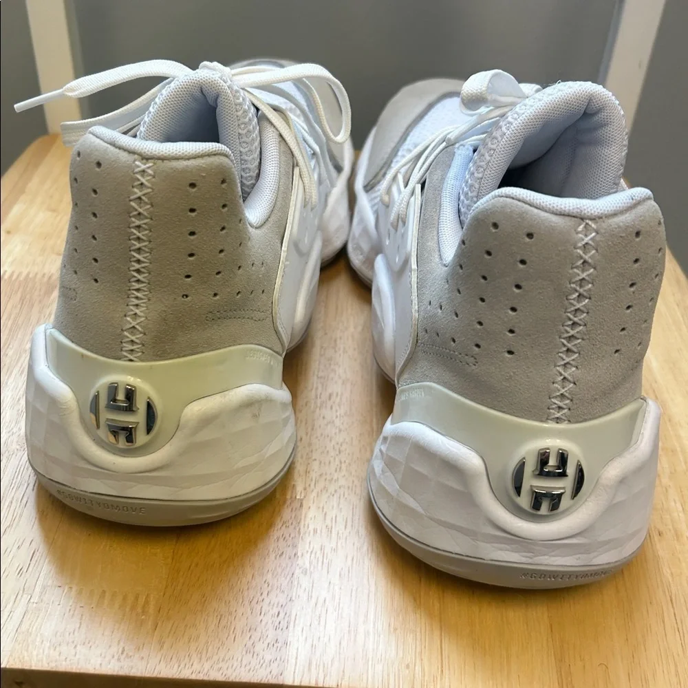 Adidas James Harden Vol 4 White Gray Basketball Shoes Mens Size 14 EF9653